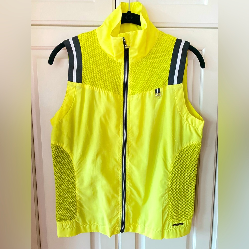 Bally golf full zip yellow Vest Full Mesh Lined High neck Women's XS/S
